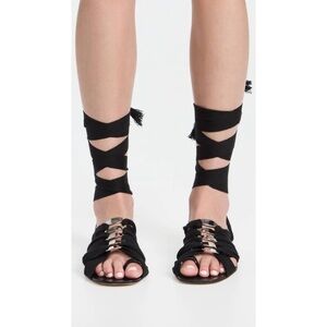Tory BurchRibbon Lace-Up Gladiator Sandals in Black Size 7